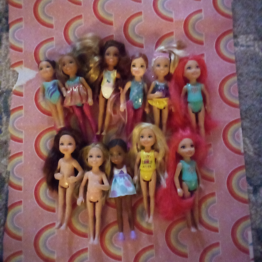 Lot of 11 Barbie Small Kid Dolls Chelsea ECT...